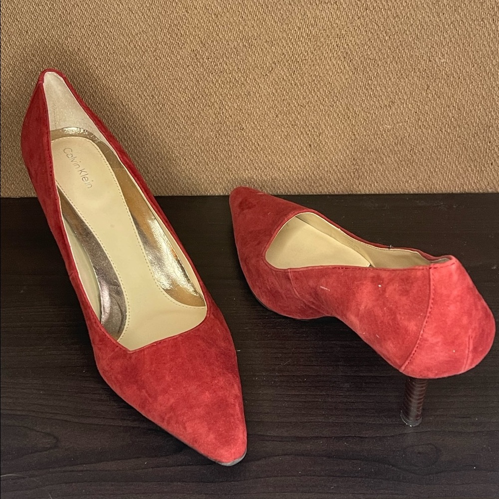 Calvin Klein Suede Dress Pump/~2.5” heels Color: Rust Women: size 10M